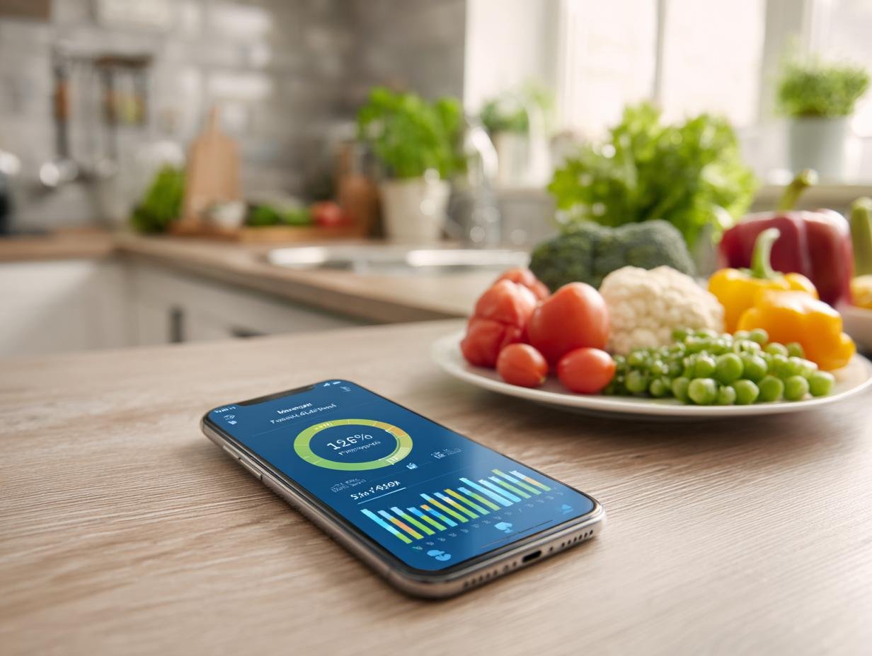 Person using fitness tracking app while exercising